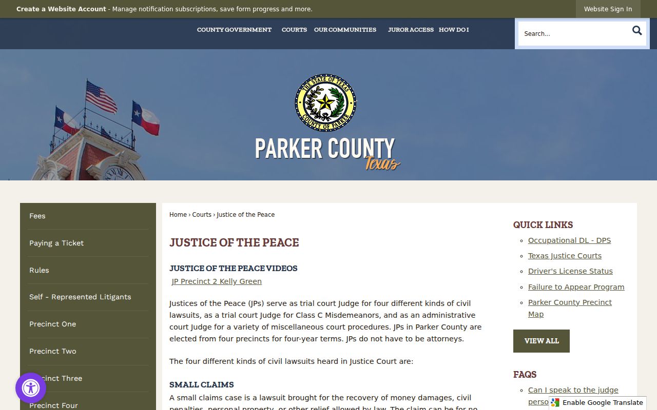 Parker County Justice Courts traffic record overview