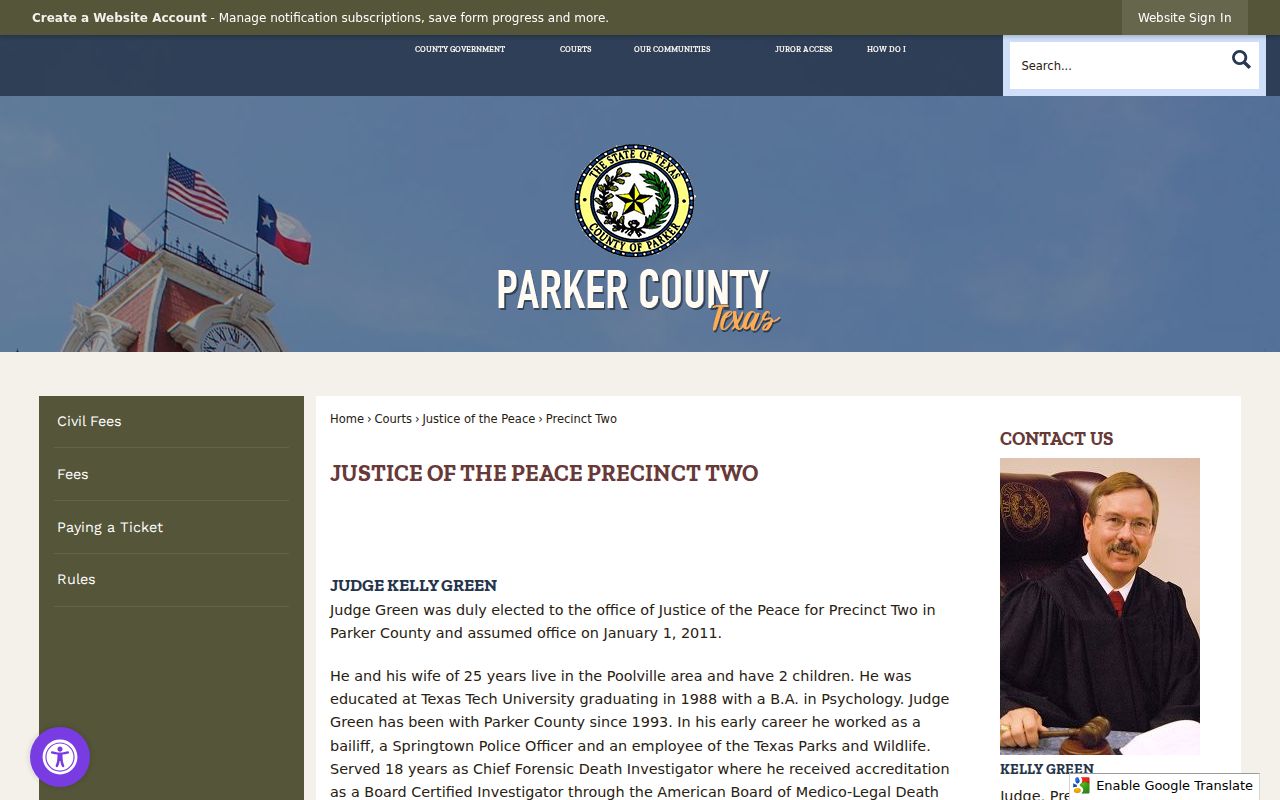 Parker County JP2 traffic court records page