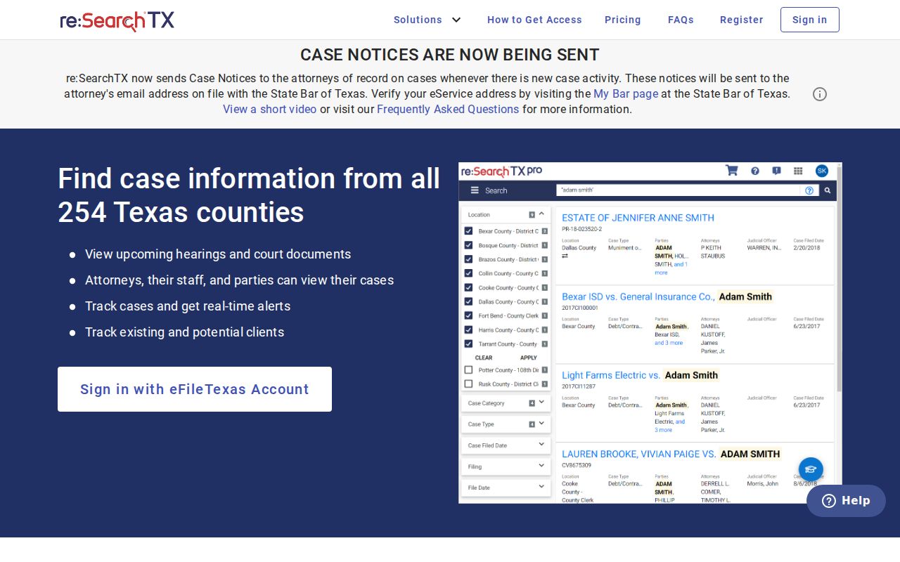 Parker County court records search through reSearchTX