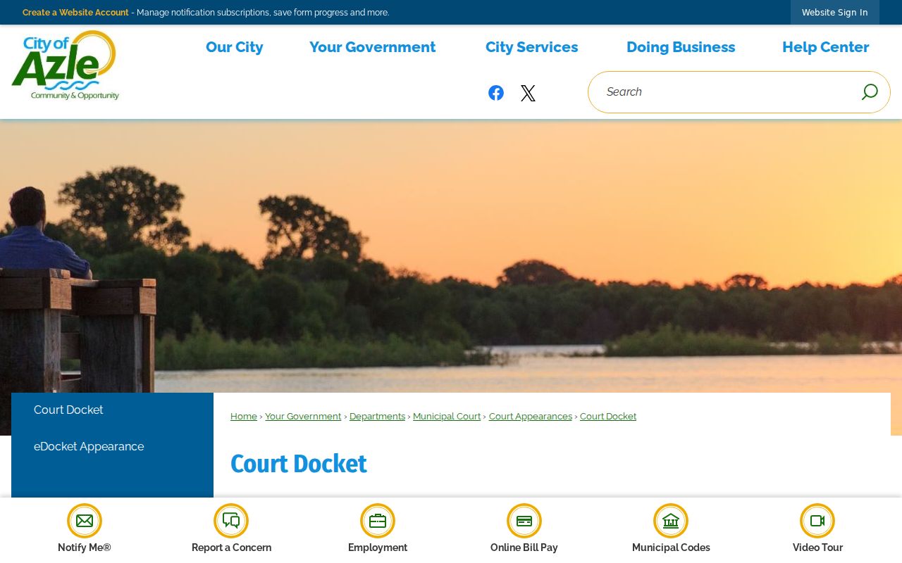 Azle court docket schedule and hearing posting in Parker County