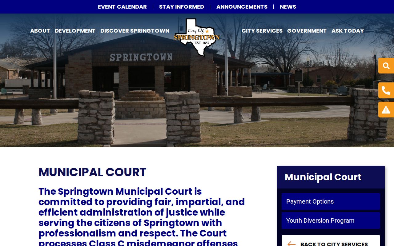 Springtown municipal court docket and office information in Parker County