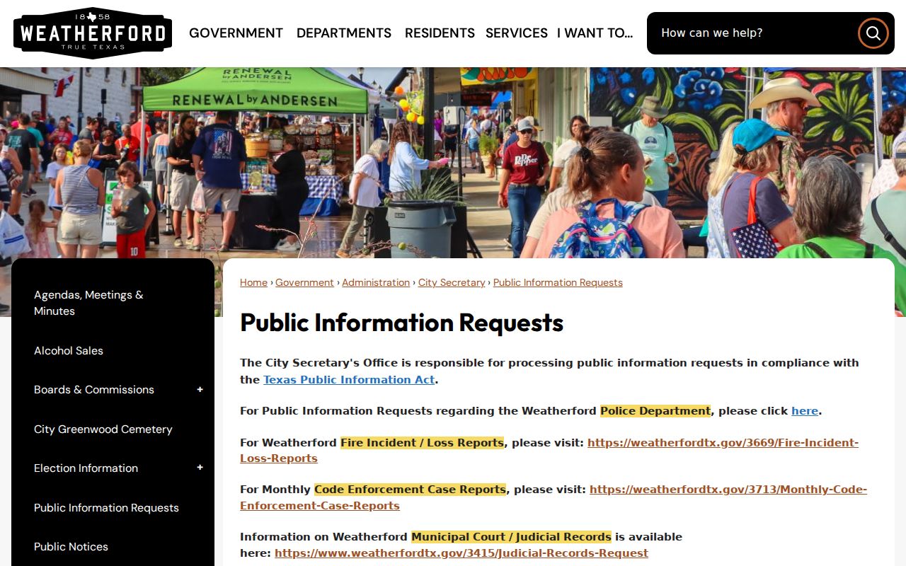 Weatherford public information route separate from court docket records